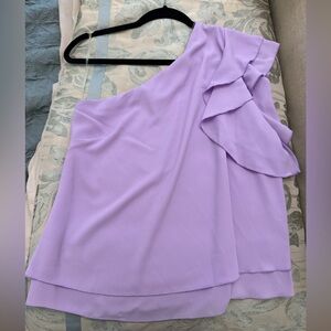 One Shoulder Lilac Ruffle Top: NWT, Size Medium